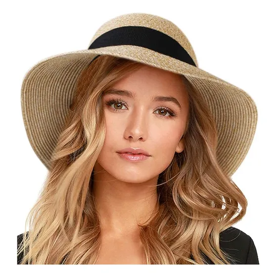 Sombrero De Paja Para Mujer Con Protección Uv