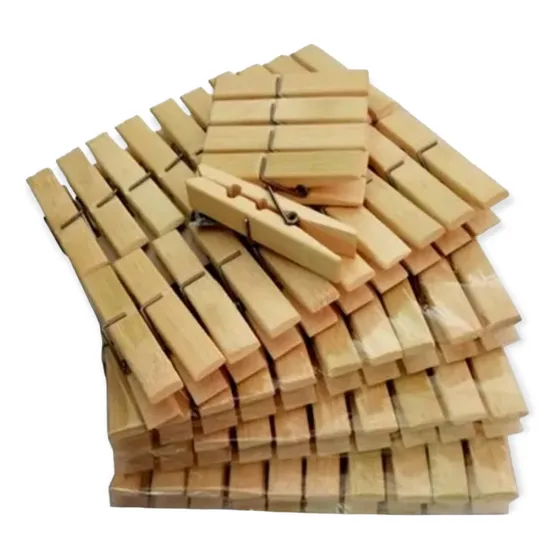 Gancho Madera Pinza Para Ropa X60 Bambu Ecologicos Duraderos
