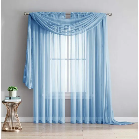 Empire Home Cortina Transparente Azul Claro 216  Largo Para
