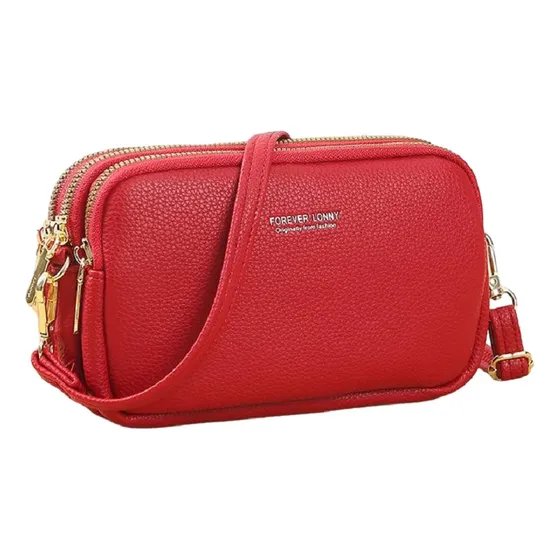 Cartera Bandolera Pequeña De 3 Cierres 
