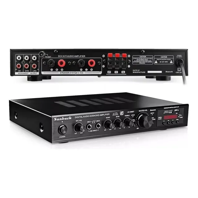 Amplificador De Audio Bluetooth Av-298bt Estereo Para Casa