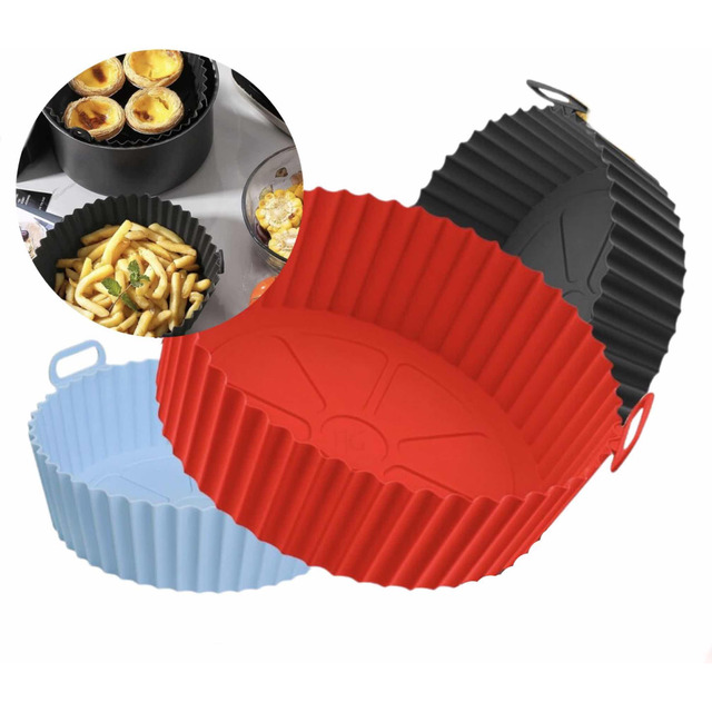 Kit 3 Formas Silicone Reutilizável Air Fryer Microondas Kit 3 Formas Silicone Reutilizável Air Fryer Microondas