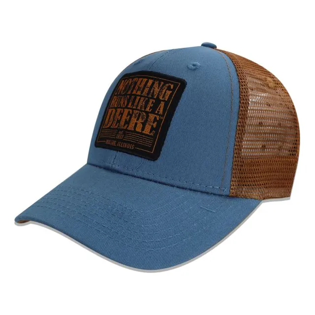 Gorra John Deere Malla Azul Y Cafe Original Trucker Nothing