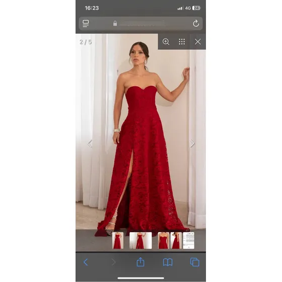 Vestido Vermelho De Renda Com Corpete No Busto. Cod: 5369026