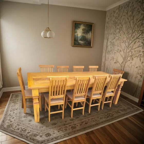 Conjunto Mesa Sala De Jantar  Madeira Maciça Peroba Rosa