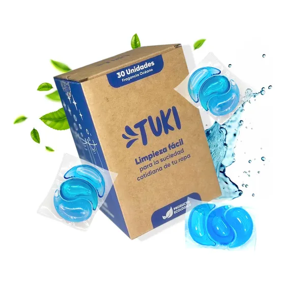 Cápsulas Tuki Ecologicas Para Lavado De Ropa Aroma Oceano