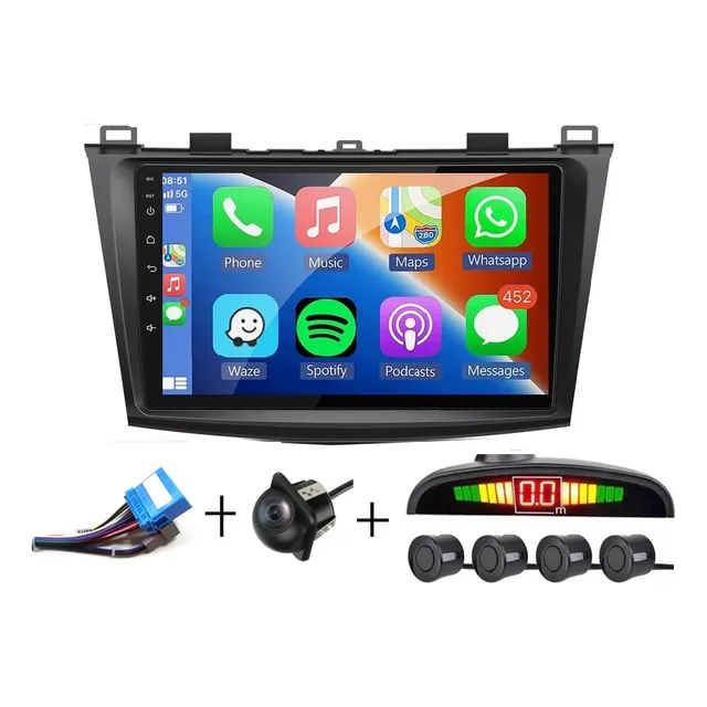 Radio Mazda 3 Carplay Android Auto Cámara Sensores Y Arnes