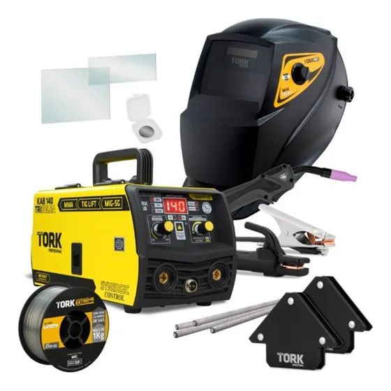 Inversora De Solda 3 Em 1 140a Bivolt Máscara Mak Supertork
