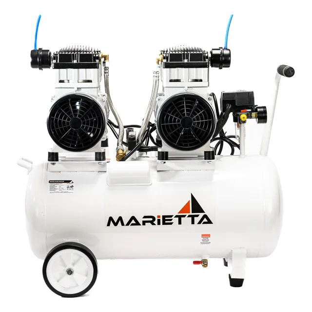 Marietta 3HP 65L Compresor de Aire 3HP Libre de Aceite con Tanque de 65L Robusto y Confiable Compresor de Aire QY1100x2-65L Blanco