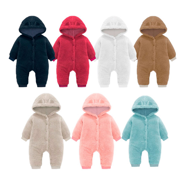 Roupa De Bebe Menino Menina Macacão Teddy Pelúcia Capuz Frio Roupa De Bebe Menino Menina Macacão Teddy Pelúcia Capuz Frio