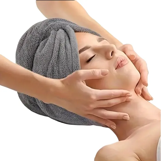 Toalla Para Pelo En Microfibra Estilo Turbante Con Botón