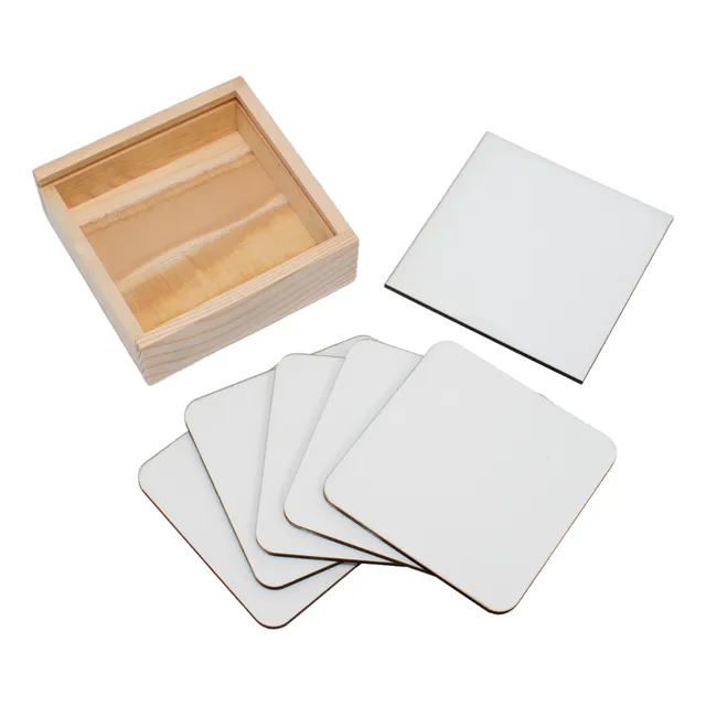 Set De 5 Posavasos De Madera Personalizables 