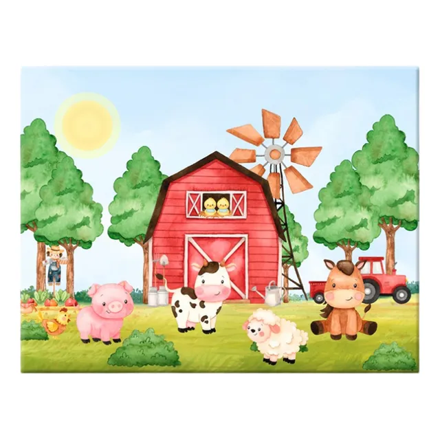 Painel Retangular Tecido Sublimado 3d  Fazendinha  - 3x2