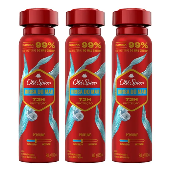 Kit 3 Desodorante Old Spice Brisa Do Mar Masculino 72h 150ml