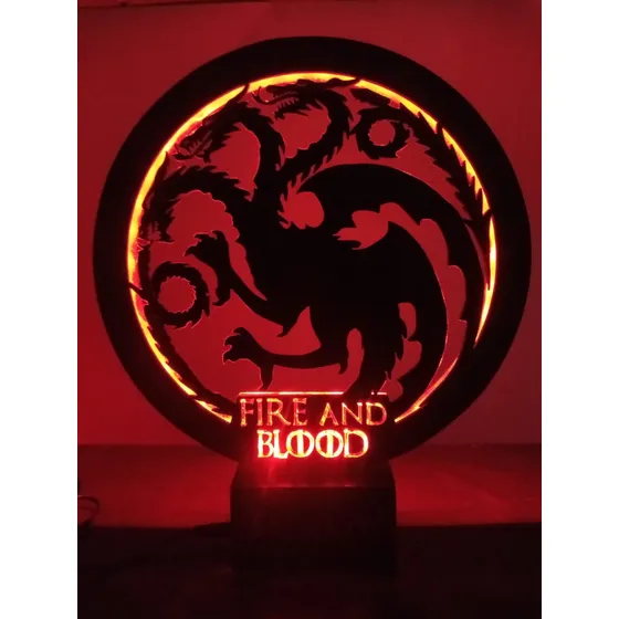 Lámpara Led Juego De Tronos Casa Targaryen 16 Colores 