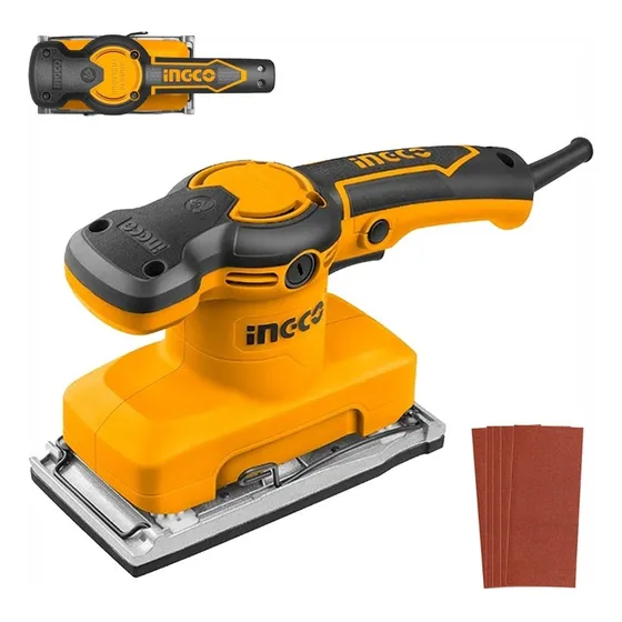 Lijadora Orbital 320w Ingco Industrial Madera Metal Pared Pc Color Naranja Frecuencia 60 Hz