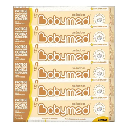 Kit 6 Und Pomada Babymed Amêndoas 40g