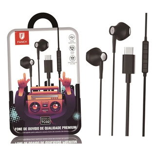 Fone De Ouvido Tipo C Premium Com Chip Dac Tc02 Cor Preto Fone De Ouvido Tipo C Premium Com Chip Dac Tc02 Cor Preto