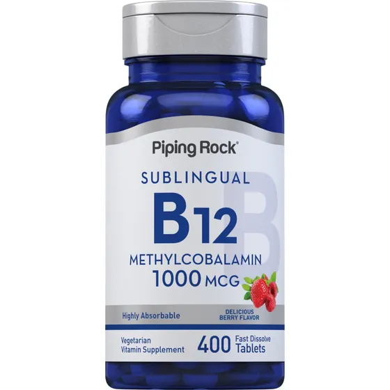 Suplemento Piping Rock De Vitamina B12 Sublingual, 1000 Mcg,