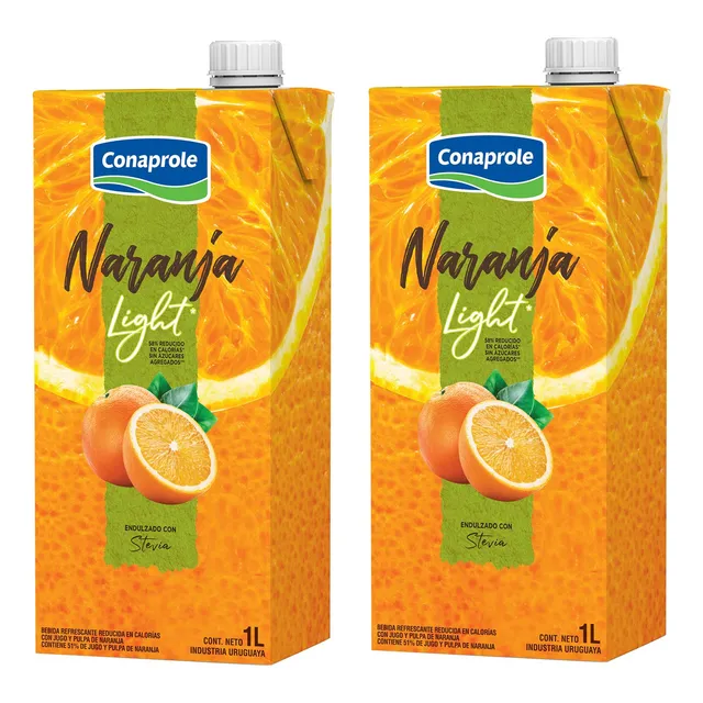 Jugo Light Naranja Con Pulpa Conaprole 1 L X 2 Un