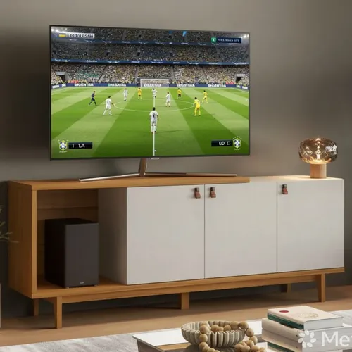 Rack Modular Reims Madesa para TV hasta 75 pulgadas con patas de madera ...