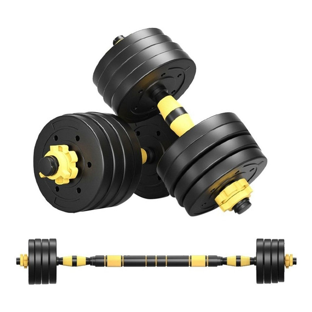 Kit Halteres 3 Em 1 Peso Musculação Até 20kg Ajustável Preto Cor Preto-amarelo Kit Halteres 3 Em 1 Peso Musculação Até 20kg Ajustável Preto Cor Preto-amarelo