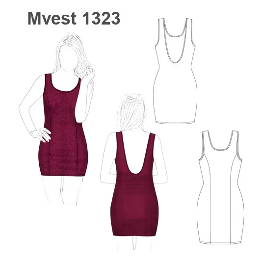 Molde, Patrón Vestido Ajustado Escote Espalda