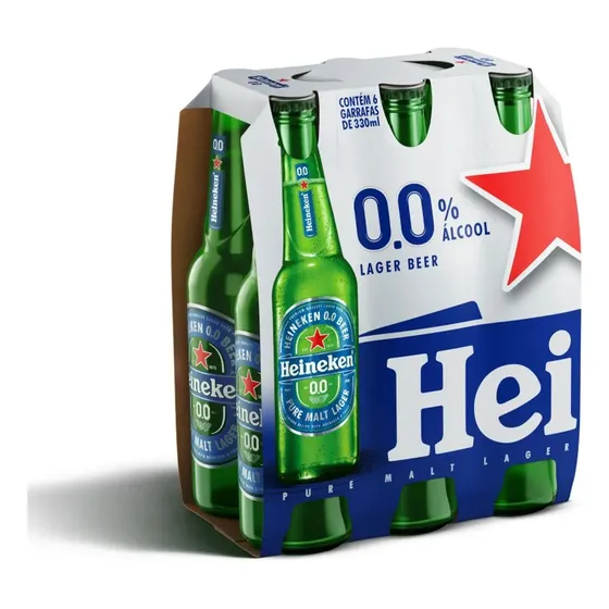 Cerveja Heineken Premium Zero Alcool 330ml Long Neck 6 unidades