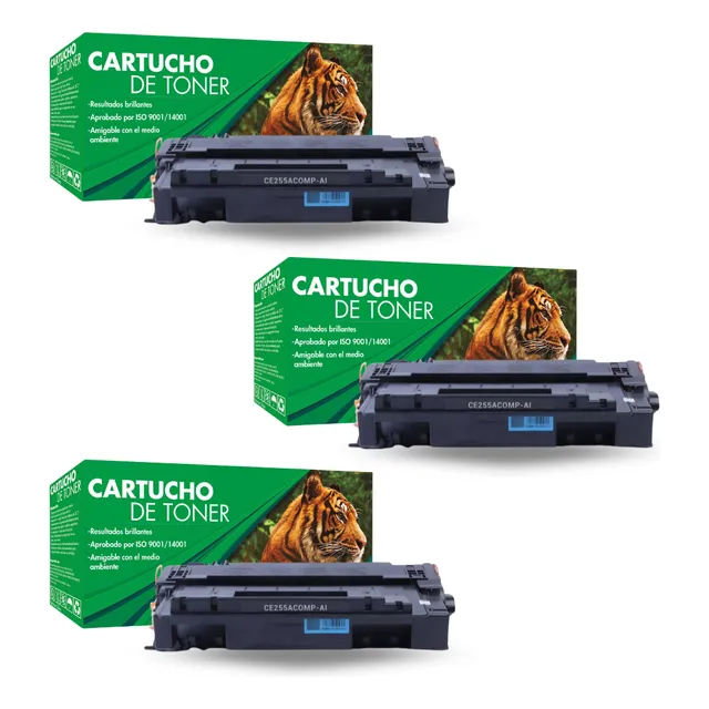 Pack 3 Toner 55a/ Ce255a Compatible P3010/ 3011/ 3015/ M521 Negro