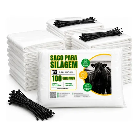 100 Sacos Para Silagem Branco + 100 Abraçadeiras Saco Para Silo Lona Para Silo 2