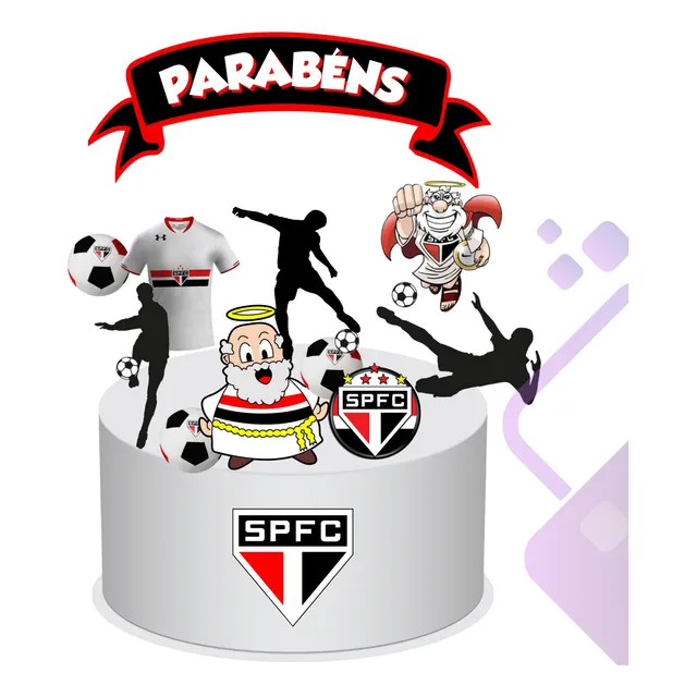 Decoração De Bolo Futebol São Paulo Spfc - Topo - Topper