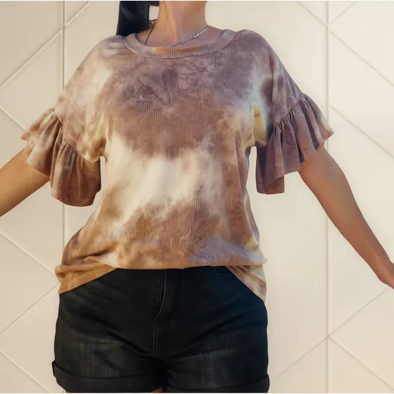 Blusa Volados Manga 3/4 Remerón Holgado