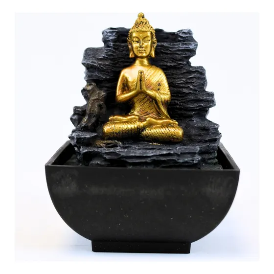 Fuente De Agua Decoracion Zen Buda Meditacion 20cm Mli Color Gris Oscuro