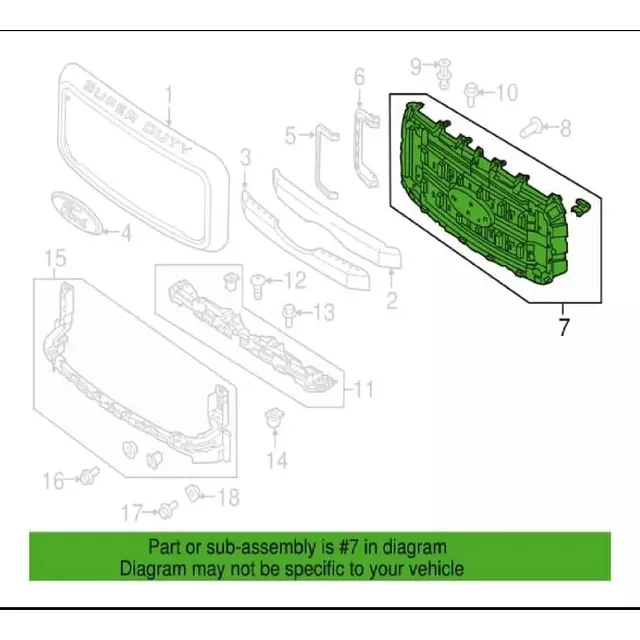 Base Soporte Parrilla, Súper Duty F-250/f-350 Original Usado
