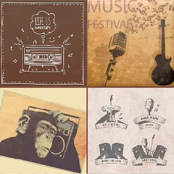 Revestimiento Decorado Quarter Musica Retro 20x20 