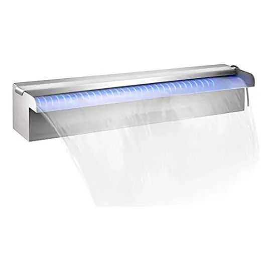 Fuente De Agua Cascada Piscina Luz Led 120 Cm Acero Inoxid