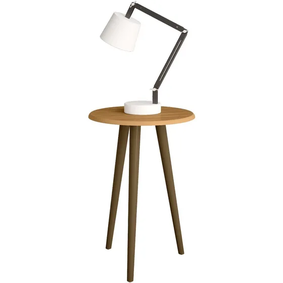 Mesa De Living Lateral De Apoyo Redonda Alta Vintage Brilha