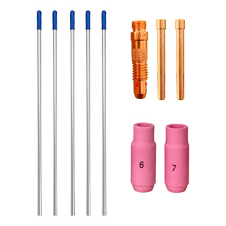 Kit Eletrodo TungstĂȘnio Solda Tig Azul 2,4 Corpo Bocal Pinça Kit Eletrodo TungstĂȘnio Solda Tig Azul 2,4 Corpo Bocal Pinça