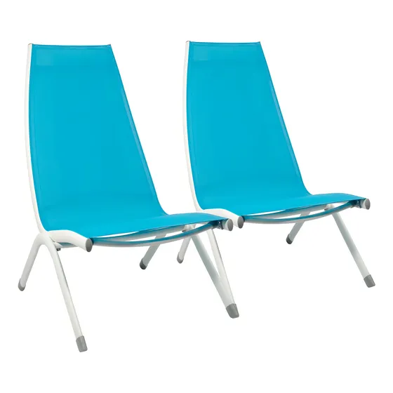 Silla Sillón X2 Jardin Pileta Exterior Aluminio Textileno Ct Color Turquesa