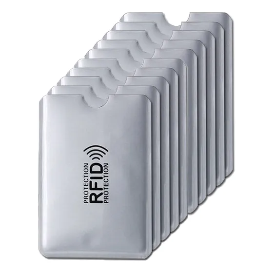 Kit 10 Funda Porta Tarjeta Antirrobo por Aproximación Color Gris Claro