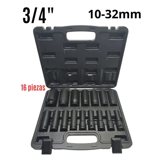 Dados De Impacto Caja 16 Piezas 3/4 Pulgada Milimetricas 212