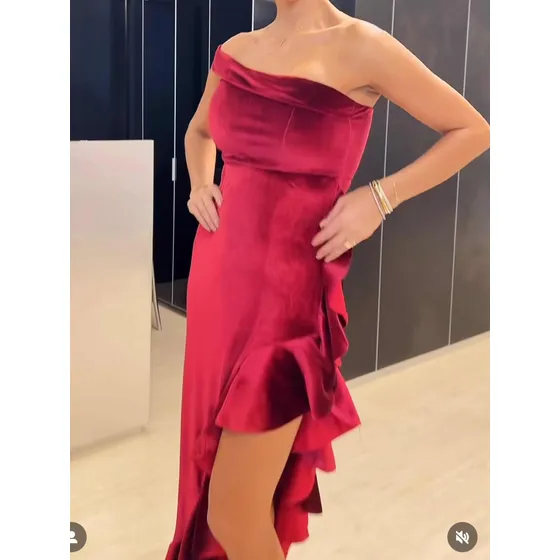 Vestido De Fiesta Rojo De Terciopelo Talla M