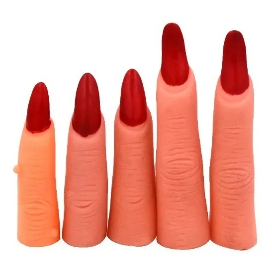 Dedos Uñas De Bruja Rojo O Negro Halloween Disfraz