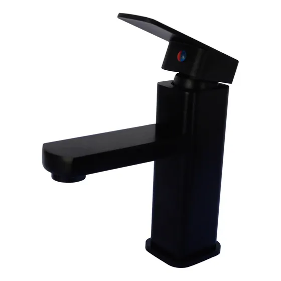 Llave Lavamano Monomando Cuadrada Negro Mate Griven