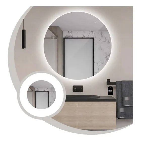 Lampara Luz Led Pared Espejo 4 Mm Baño 80 Cm Redondo Moderno