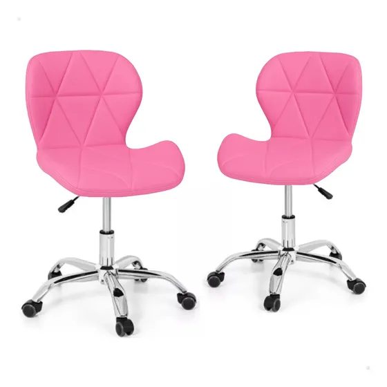 2 Unid Cadeira Office Giratória Slim Botonê Estofada Couro