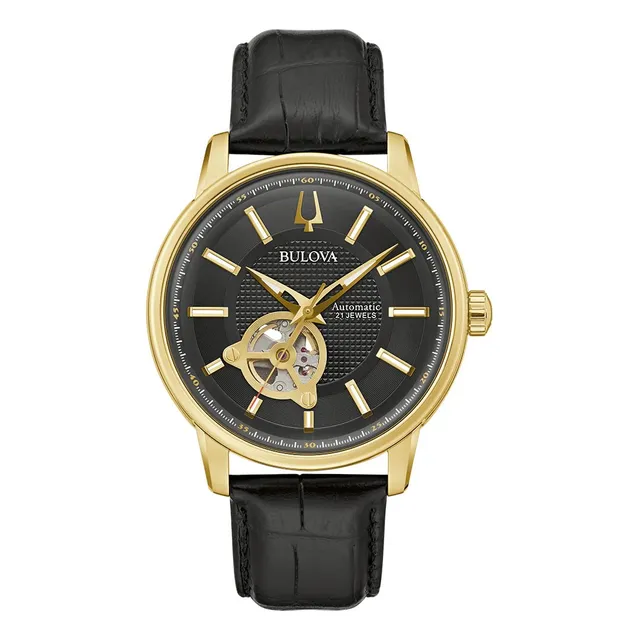 Reloj Bulova 97a166 De Piel Clásico Automático De 3 Manecill