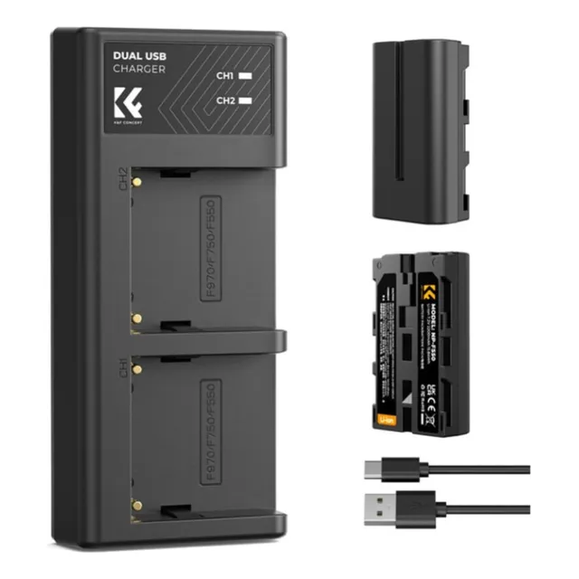 Cargador Doble Usb + Bater K&f Concept Np-f550