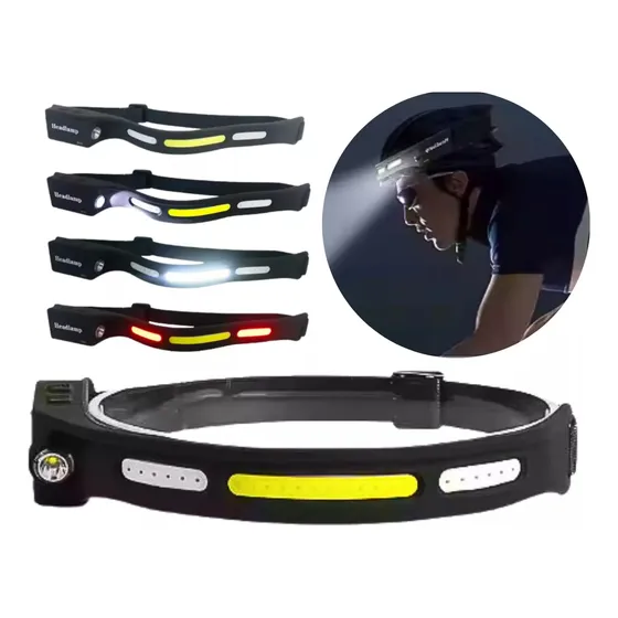 Linterna Minero Ajustable Vincha Usb Con Sensor Luces Led