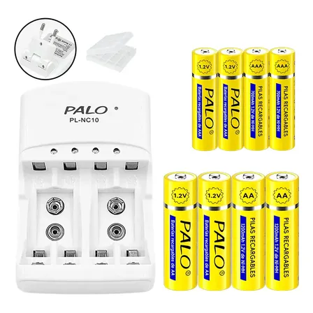 Kit Carregador De Pilha Recarregáveis Aa Aaa 1.2v 8 Bateria Kit